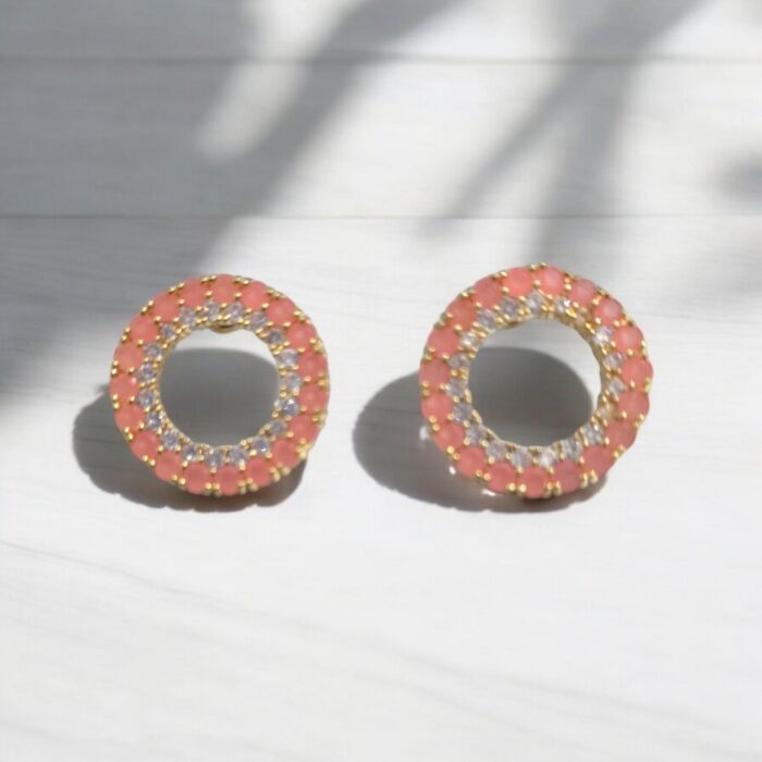 Pendientes Circle Rosa -coral - Imagen 2