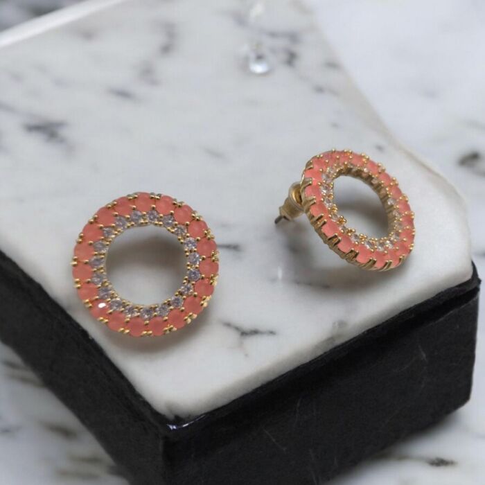 Pendientes Circle Rosa -coral