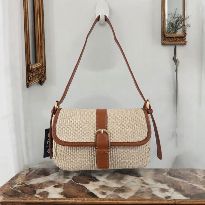 Bolso rafia Noa camel - Imagen 3