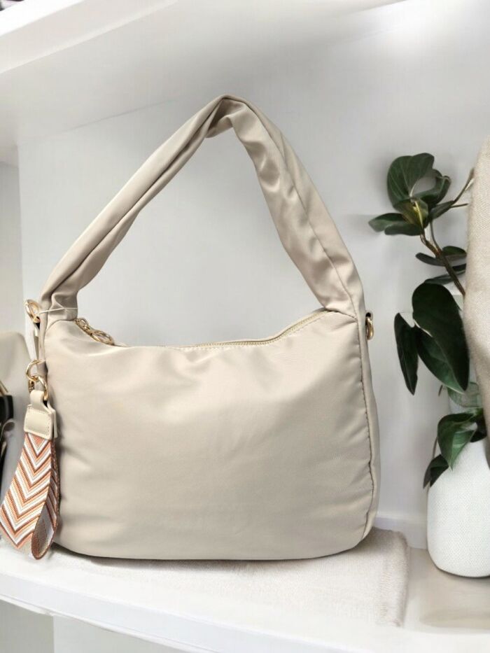 Bolso bandolera nylon Lidia beige