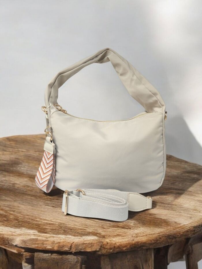 Bolso bandolera nylon Lidia beige - Imagen 2