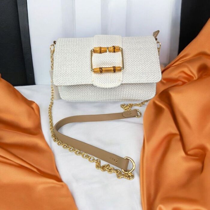 Bolso rafia blanco Kuka